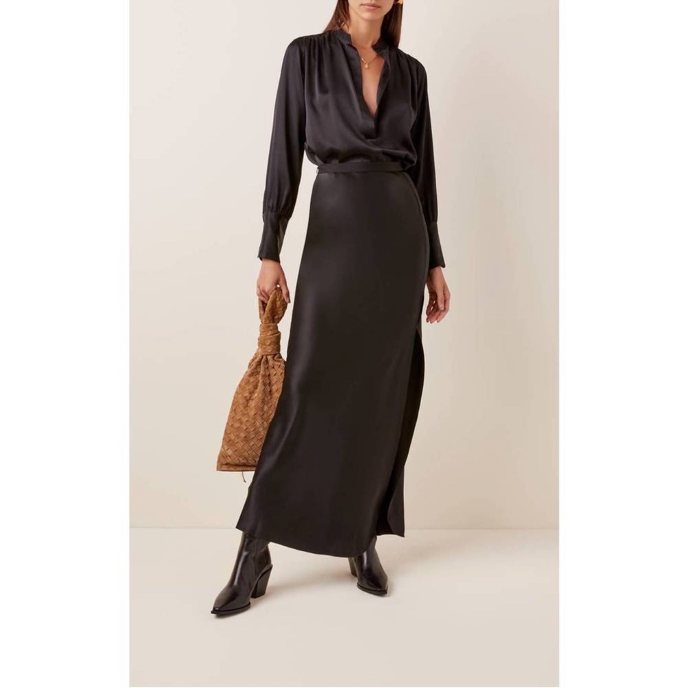 Nili Lotan Azalea Silk Skirt in Black